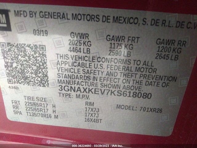 Chevrolet EQUINOX LT 2019 3GNAXKEV7KS618080 Image 9