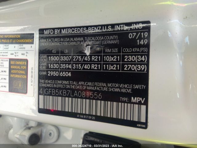 4JGFB5KB7LA081556 Mercedes-Benz Gle Gle 450