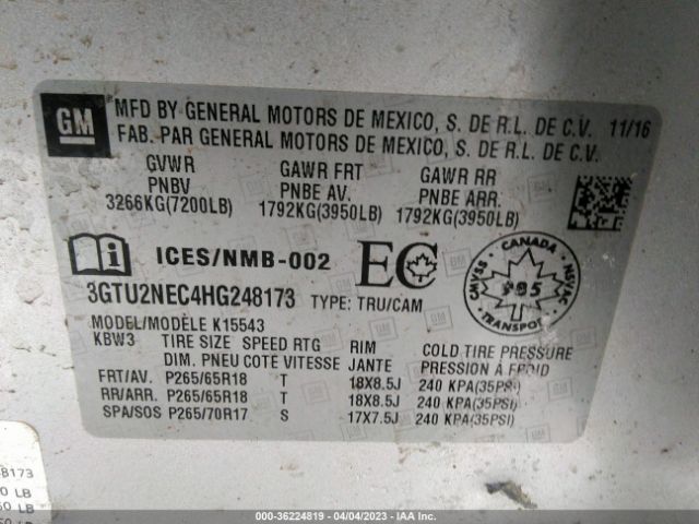 3GTU2NEC4HG248173 GMC Sierra 1500 Slt
