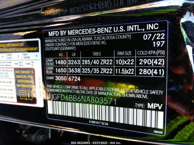4JGFD6BB6NA803571 Mercedes-Benz Gle Amg Gle 53