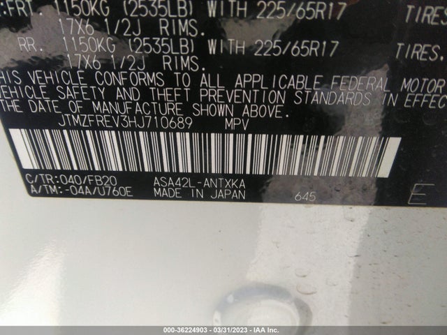 Toyota RAV4 LE 2017 JTMZFREV3HJ710689 Image 9