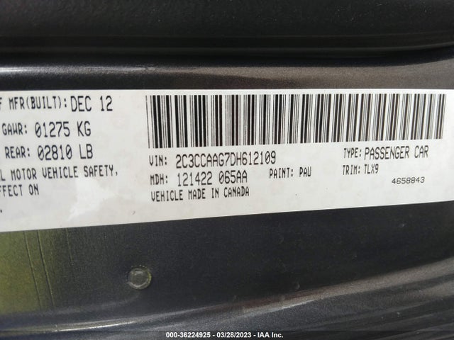 2013 CHRYSLER 300 VIN: 2C3CCAAG7DH612109