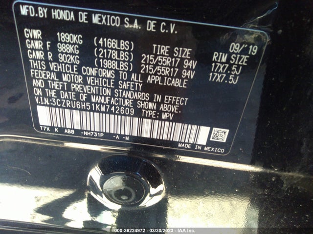 Honda HR-V EX 2019 3CZRU6H51KM742609 Image 10