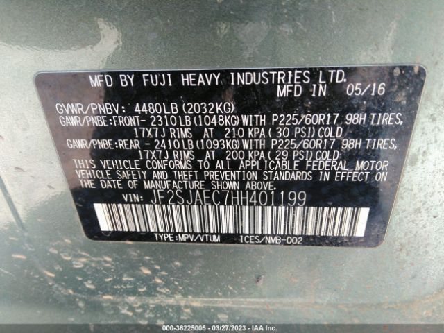 JF2SJAEC7HH401199 Subaru Forester Premium