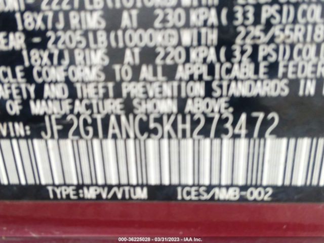 JF2GTANC5KH273472 Subaru Crosstrek Limited