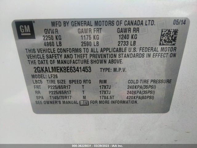 GMC Terrain Sle 2014 2GKALMEK8E6341453 Image 9