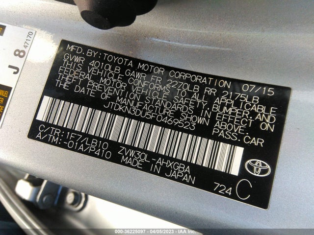 Toyota Prius Four 2015 JTDKN3DU5F0469523 Image 9