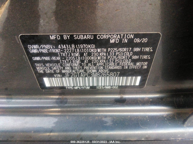 JF2GTAPC3M8265807 Subaru Crosstrek Premium