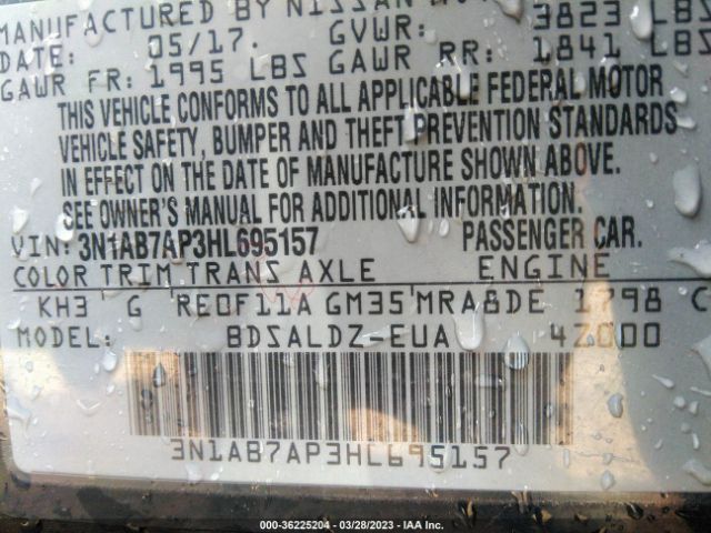 3N1AB7AP3HL695157 Nissan SENTRA SV
