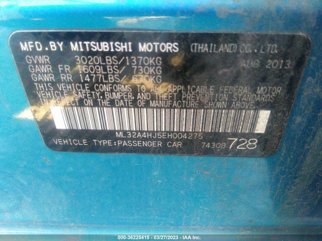 ML32A4HJ5EH004275 Mitsubishi MIRAGE ES