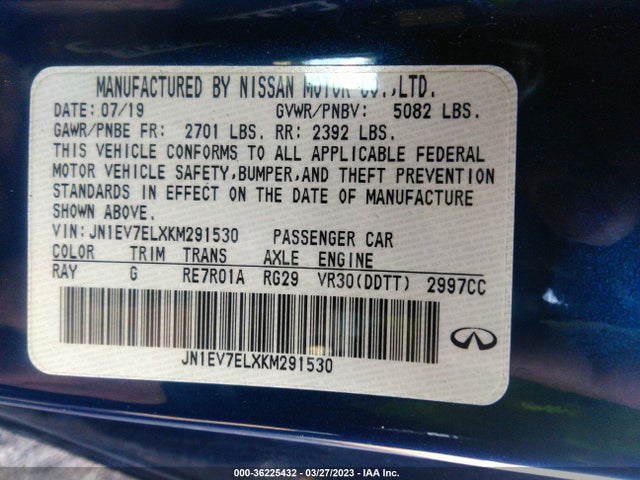 JN1EV7ELXKM291530 Infiniti Q60 3.0t Luxe