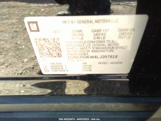 Chevrolet Traverse Lt Cloth 2020 1GNERGKW4LJ297818 Image 9