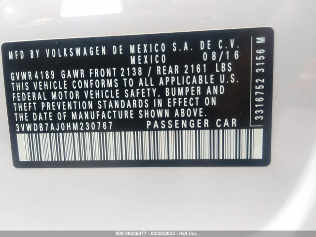 3VWDB7AJ0HM230767 Volkswagen Jetta 1.4t Se