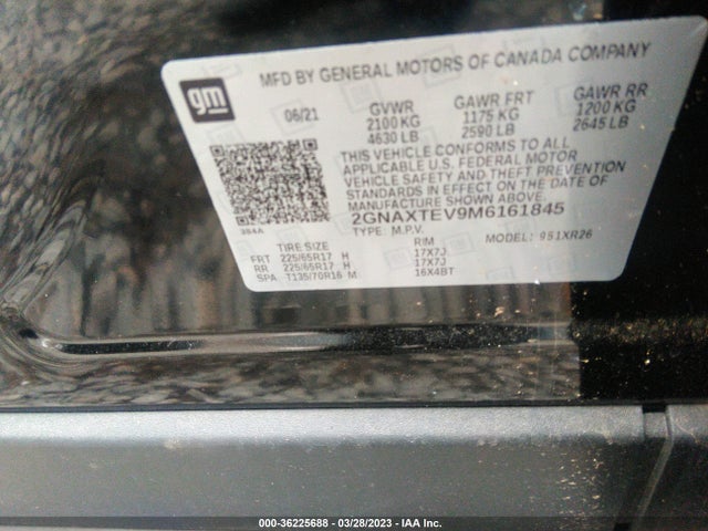 Chevrolet EQUINOX LT 2021 2GNAXTEV9M6161845 Image 9