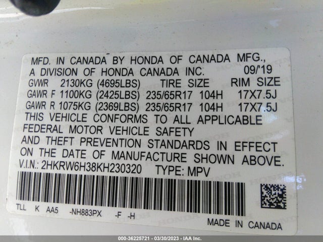 Honda CR-V LX 2019 2HKRW6H38KH230320 Image 9