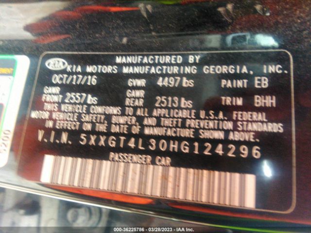 5XXGT4L30HG124296 KIA Optima Lx