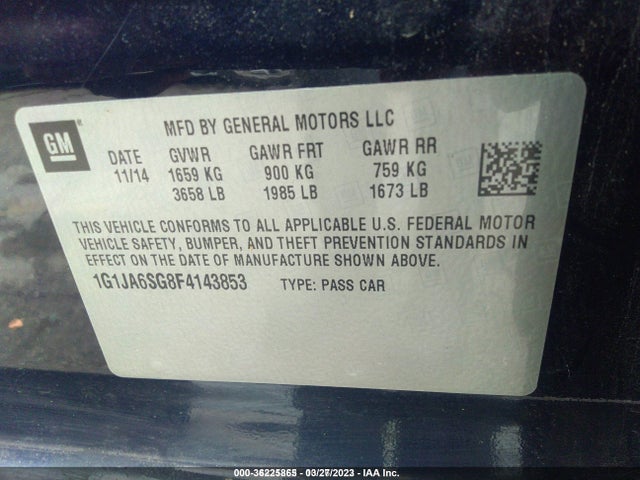 Chevrolet SONIC LS 2015 1G1JA6SG8F4143853 Image 9