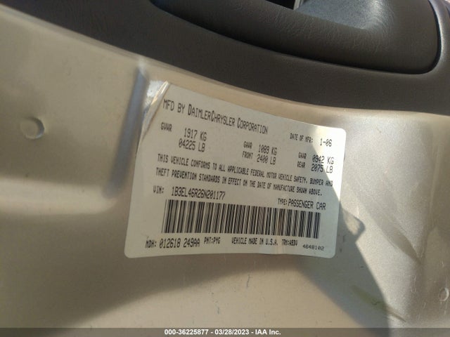 2006 DODGE STRATUS SDN SXT VIN: 1B3EL46R26N201177