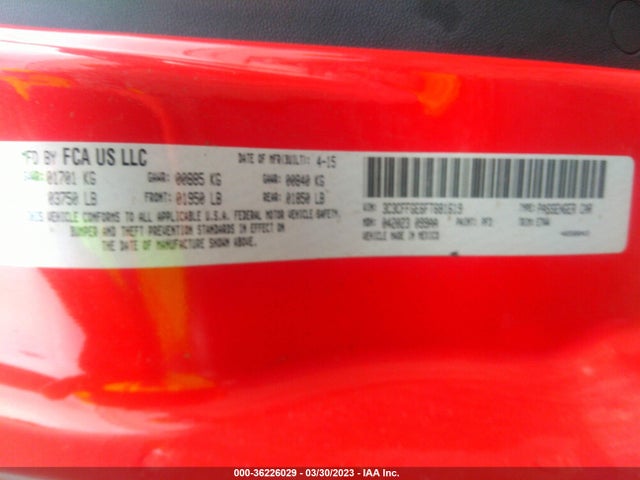 2015 Fiat 500e, VIN: 3C3CFFGE6FT681619