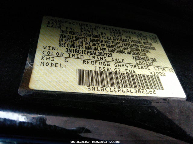 2010 NISSAN VERSA 1.8 SL VIN: 3N1BC1CP6AL382122