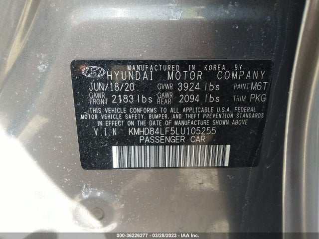 Hyundai Elantra Value Edition 2020 KMHD84LF5LU105255 Image 9