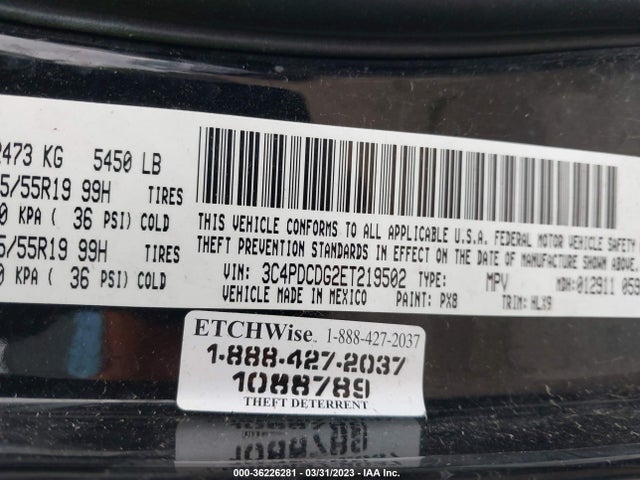 Dodge Journey Limited 2014 3C4PDCDG2ET219502 Image 9