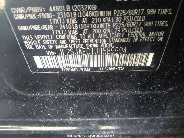 Subaru Forester Premium 2018 JF2SJAEC1JH589594 Image 10