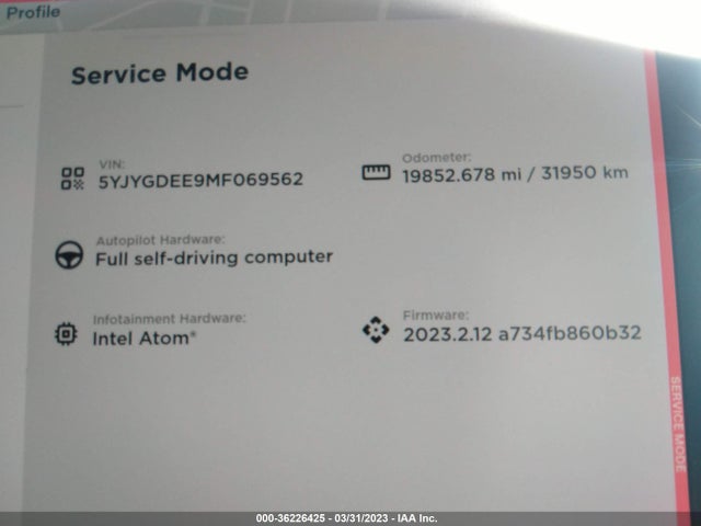 2021 TESLA MODEL Y LONG RANGE VIN: 5YJYGDEE9MF069562