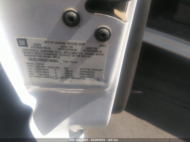 2004 CHEVROLET SILVERADO 1500 WORK TRUCK VIN: 1GCEC14V94Z166463