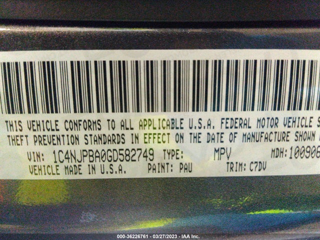1C4NJPBA0GD582749 Jeep Patriot Sport