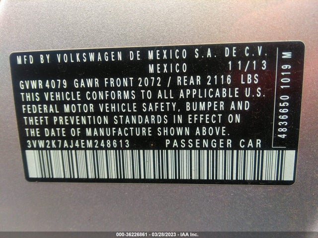 3VW2K7AJ4EM248613 Volkswagen Jetta Sedan S