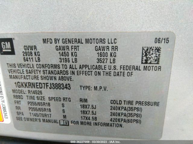 1GKKRNED7FJ388343 GMC ACADIA SLE