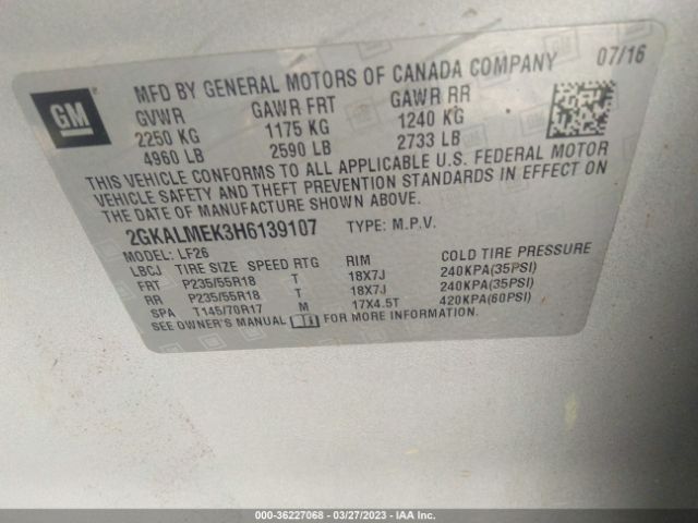 2GKALMEK3H6139107 GMC Terrain Sle