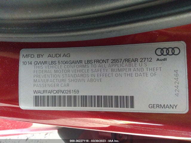 WAUFFAFCXFN026159 Audi A6 2.0t Premium