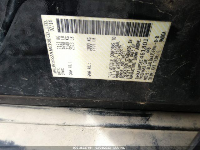1N4AA5AP5EC461801 Nissan Maxima 3.5 Sv W/sport Pkg