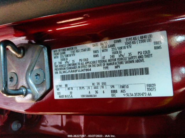 5LMCJ1A92FUJ47864 Lincoln MKC