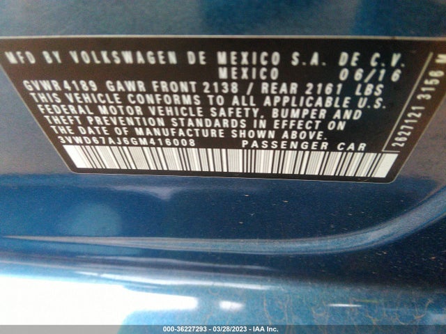 3VWD67AJ6GM416008 Volkswagen Jetta Sedan 1.4t Se