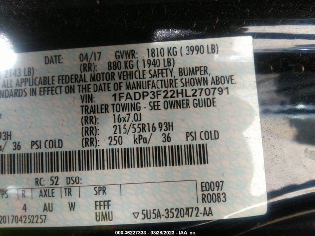 Ford FOCUS SE 2017 1FADP3F22HL270791 Image 10