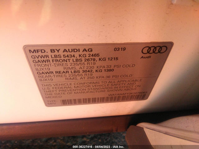 WA1ANAFY3K2076063 Audi Q5 PREMIUM