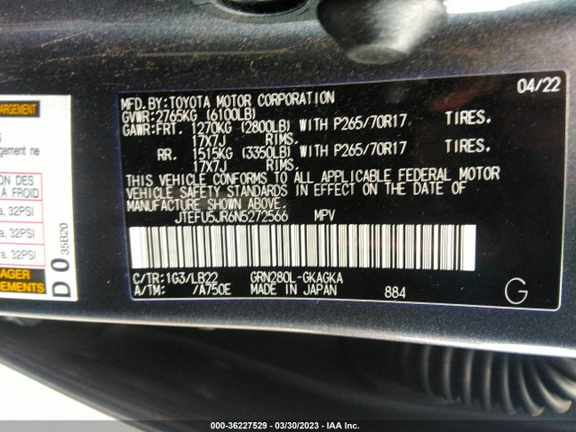 Toyota 4runner Sr5 Premium 2022 JTEFU5JR6N5272566 Image 11