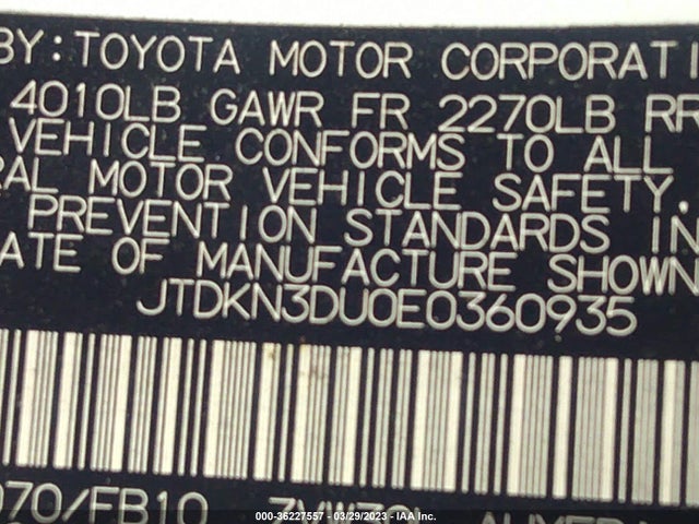 Toyota Prius Four/five/three/one/two 2014 JTDKN3DU0E0360935 Image 9