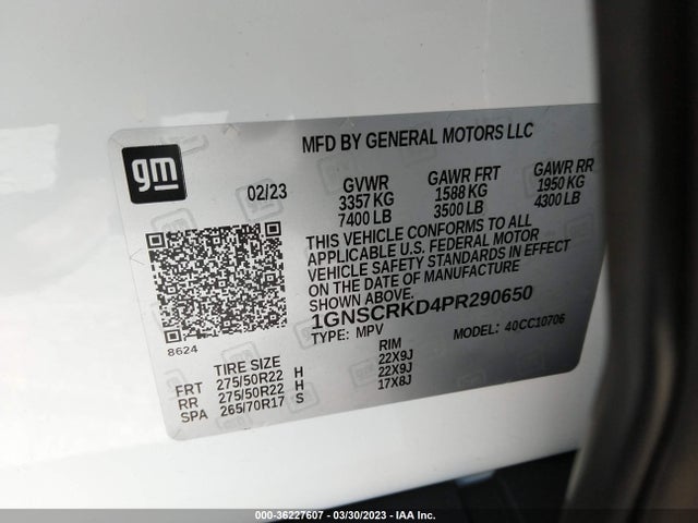 Chevrolet TAHOE RST 2023 1GNSCRKD4PR290650 Image 9