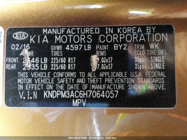 KNDPM3AC6H7064057 KIA Sportage Lx