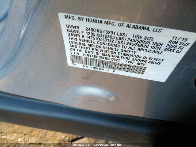 Honda Passport Ex-l 2020 5FNYF8H58LB000527 Image 9