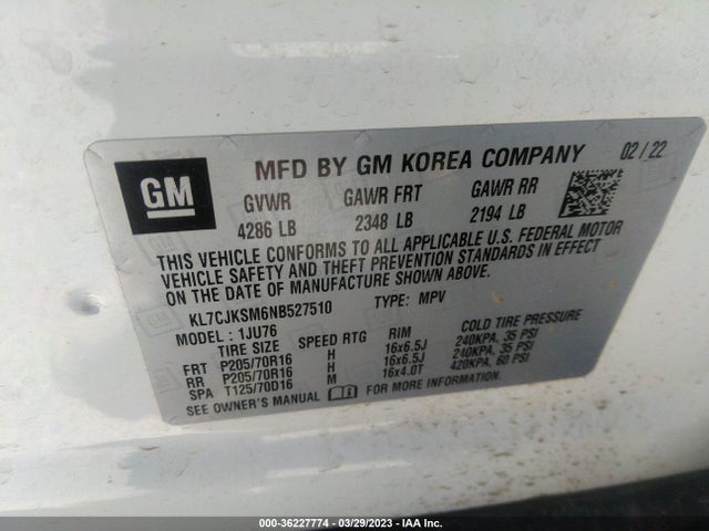 Chevrolet TRAX LS 2022 KL7CJKSM6NB527510 Image 9