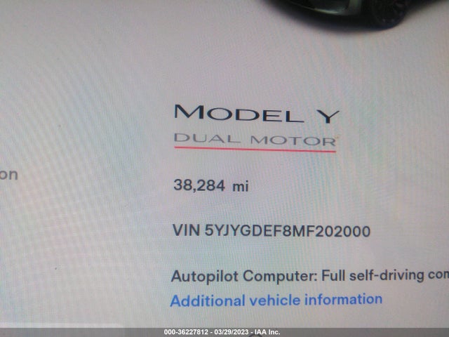Tesla Model Y Performance 2021 5YJYGDEF8MF202000 Image 8
