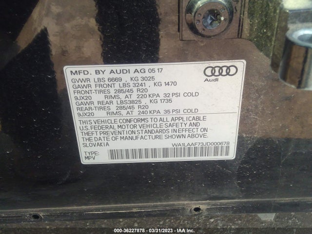 WA1LAAF73JD000678 Audi Q7 Premium Plus