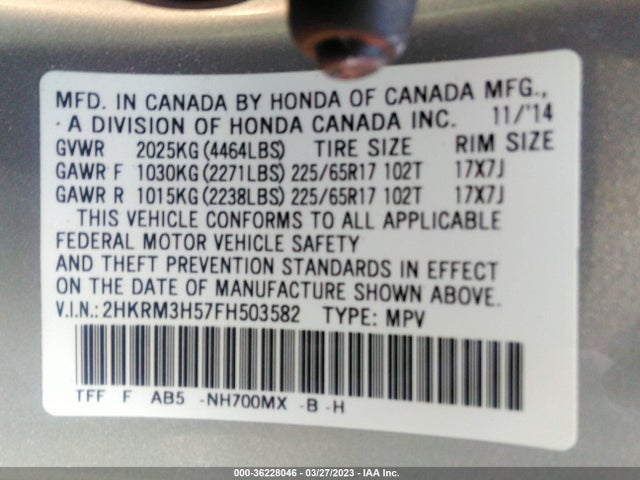 Honda CR-V EX 2015 2HKRM3H57FH503582 Image 11