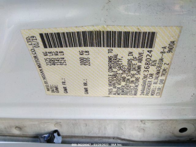 1N4AA6AV2KC368024 Nissan Maxima Platinum