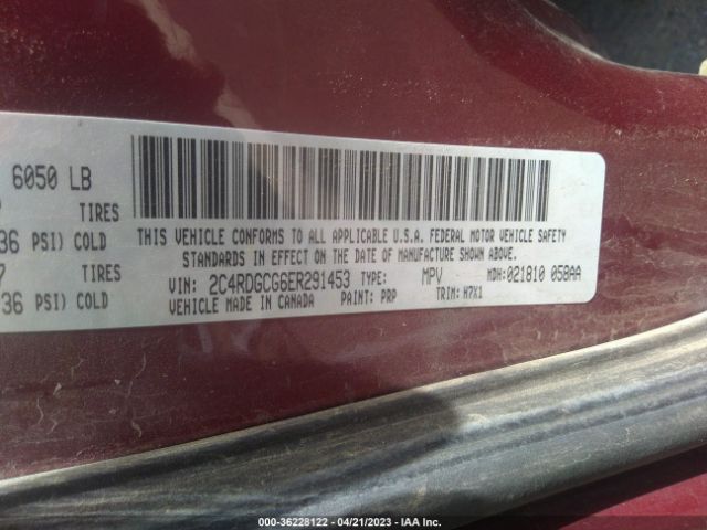 2C4RDGCG6ER291453 Dodge Grand Caravan Sxt